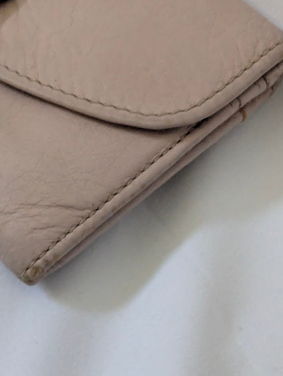 Chloe Light Pink Wallet with Silver Metal Bow Accent