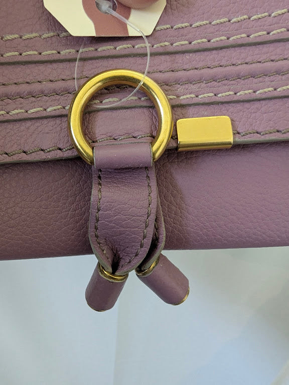 Chloe Mauve Wallet with Tie Metal Accent in Box