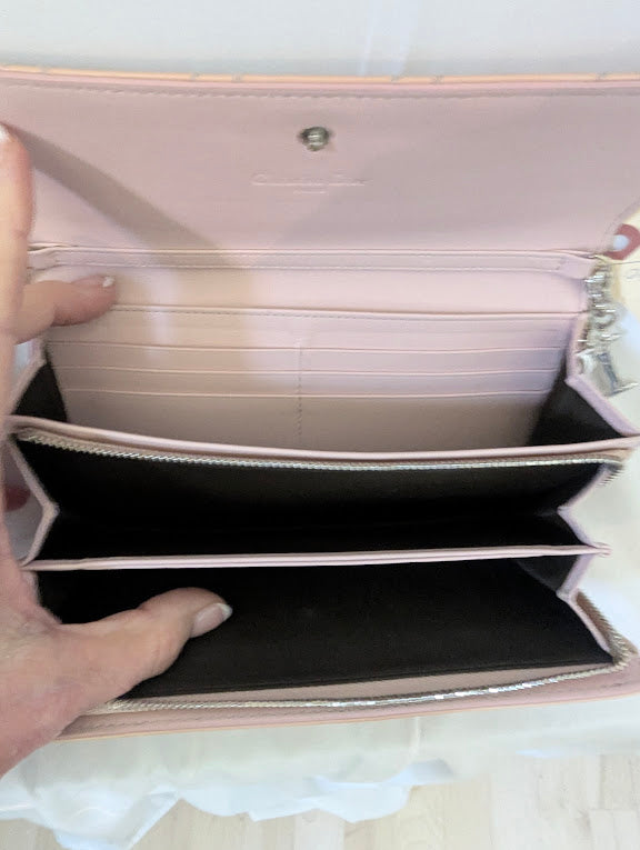 Dior 2013 Patent Leather Cannage Lady Dior Light Pink Quilted Wallet in Box