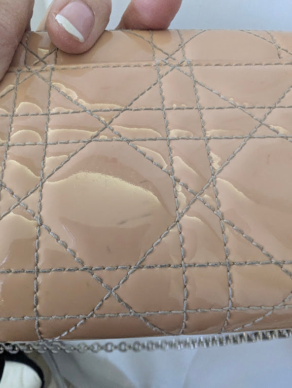 Dior 2013 Patent Leather Cannage Lady Dior Light Pink Quilted Wallet in Box