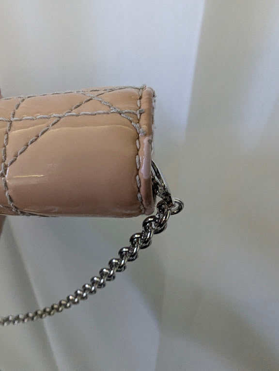 Dior 2013 Patent Leather Cannage Lady Dior Light Pink Quilted Wallet in Box