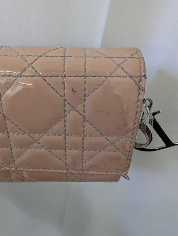 Dior 2013 Patent Leather Cannage Lady Dior Light Pink Quilted Wallet in Box