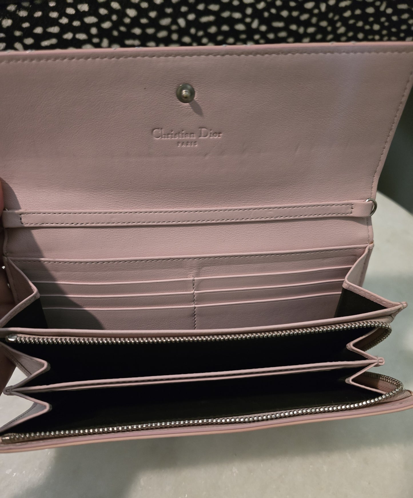 Dior 2013 Patent Leather Cannage Lady Dior Light Pink Quilted Wallet in Box