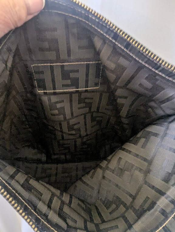 Fendi Logo Print Large Zipper Pouch