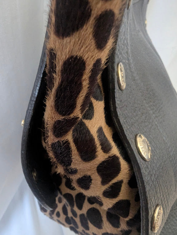 Furla Black with Leopard Handbag
