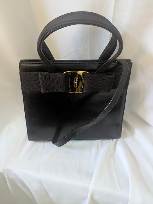 Ferragamo Brown Handbag with Removable Crossbody Strap
