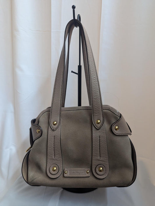 Ferragamo Tan Suede Shoulder Bag