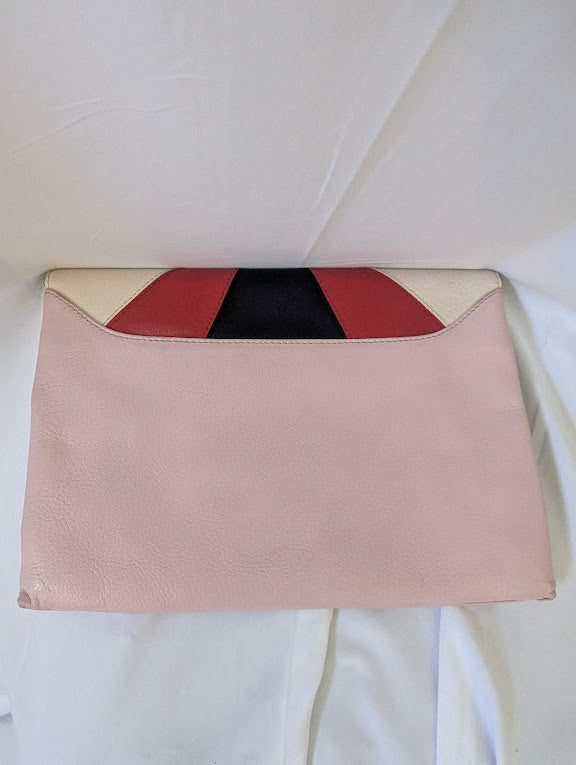 Givenchy Pink Multicolored Striped Accent Envelope Clutch