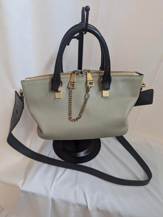Chloe Beige/Black Leather 2 - Way Handbag/Crossbody