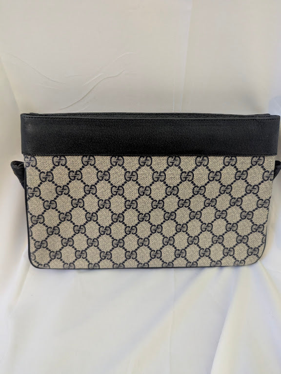 Gucci Navy GG Coated Canvas Clutch No Strap