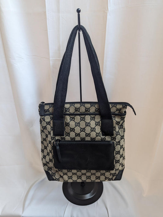 Gucci Small Black Straps and Pocket Tote