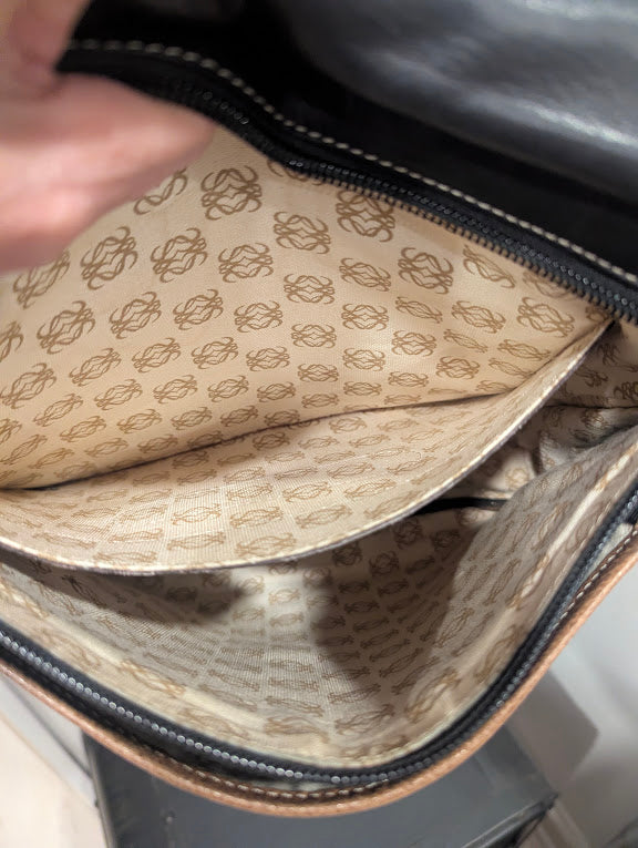 Loewe Vintage Anagram Black/Tan Shoulder Bag