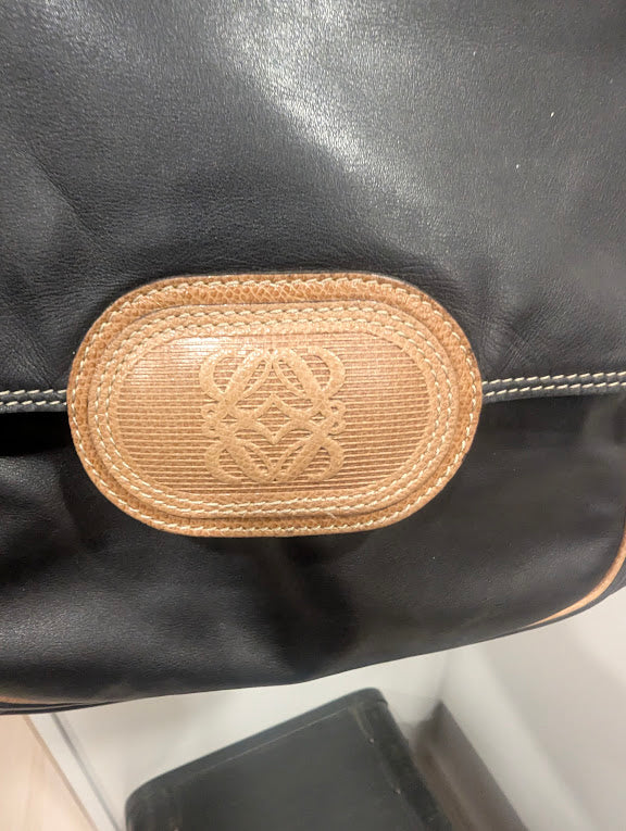 Loewe Vintage Anagram Black/Tan Shoulder Bag
