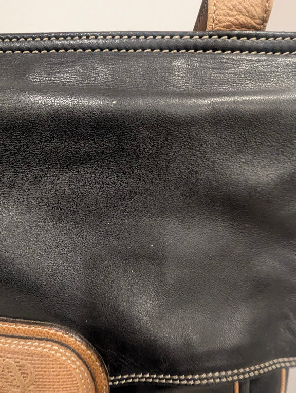 Loewe Vintage Anagram Black/Tan Shoulder Bag