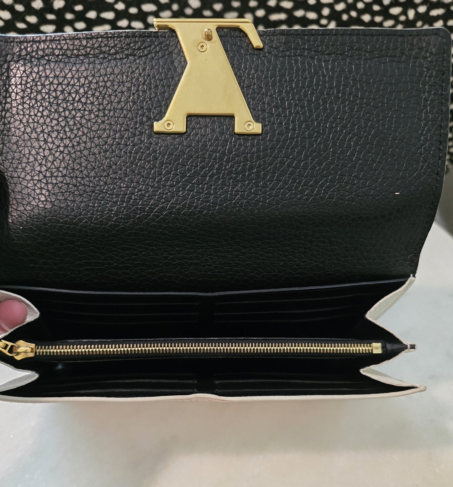 Louis Vuitton Capacine Navy and Pink and Cream