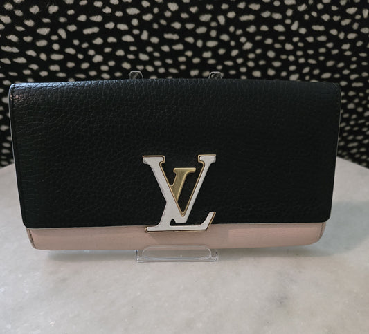 Louis Vuitton Capacine Navy and Pink and Cream