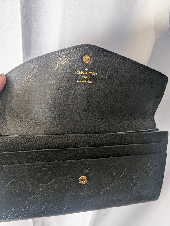 Louis Vuitton Imprinted Empreinte Black Leather with Separate Card Holder Piece