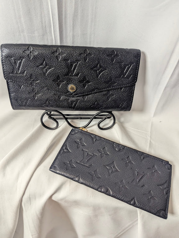Louis Vuitton Imprinted Empreinte Black Leather with Separate Card Holder Piece