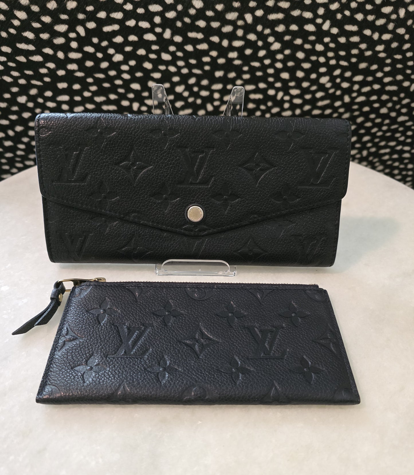 Louis Vuitton Imprinted Empreinte Black Leather with Separate Card Holder Piece