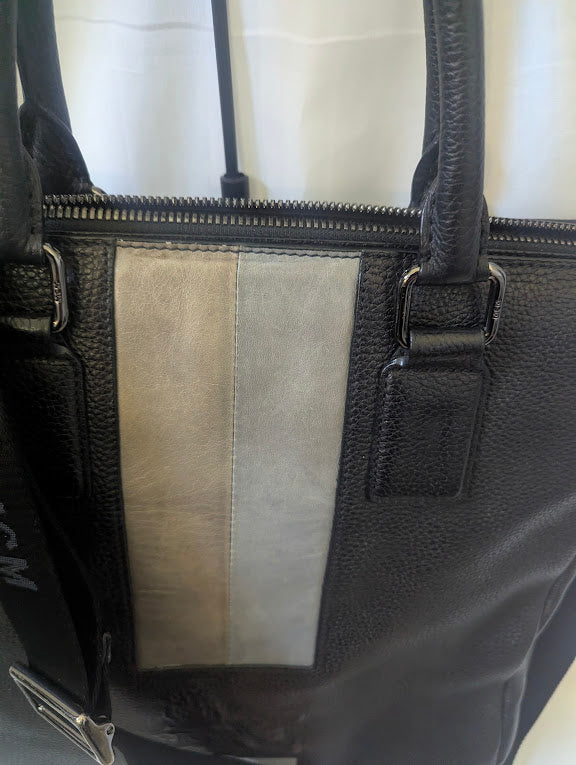 MCM Black Two - Way Handbag with Leather Stripe Accents
