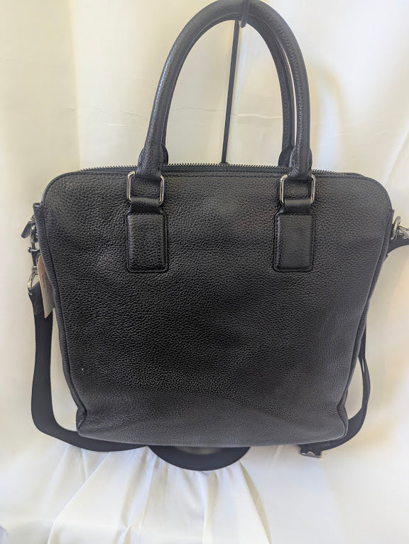 MCM Black Two - Way Handbag with Leather Stripe Accents