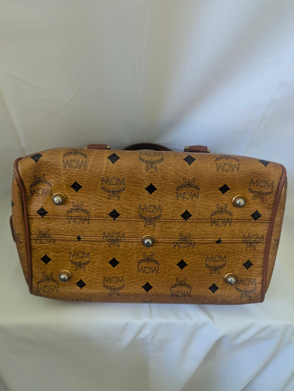 MCM Tan Visetos Boston 11" Bag No Strap