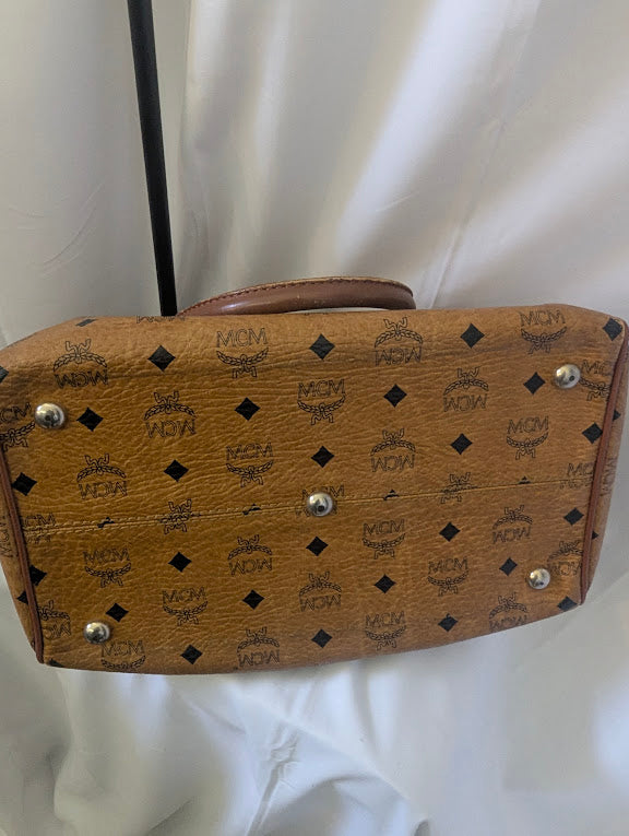 MCM Tan Visetos Boston 14" Bag No Strap