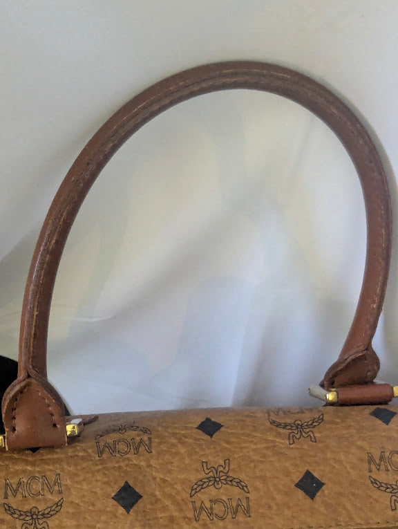 MCM Tan Visetos Boston 14" Bag No Strap