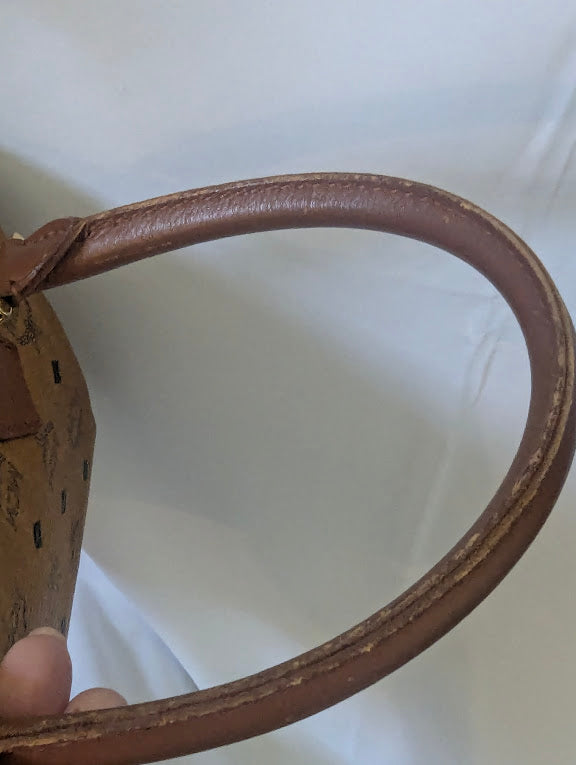MCM Tan Visetos Boston 14" Bag No Strap