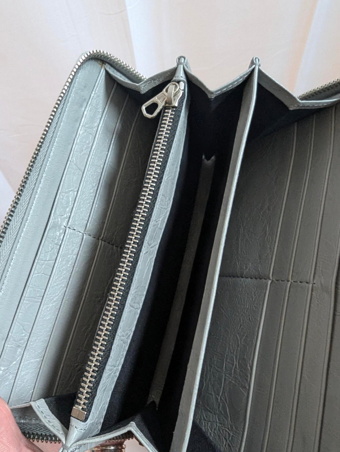 Balenciaga Gray Leather Zippy Wallet in Box
