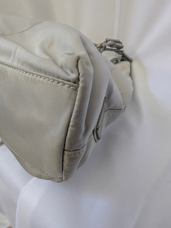 Prada 1999 Beige Nylon Shoulder Bag - Borsa In Tessuto - Color Cristallo
