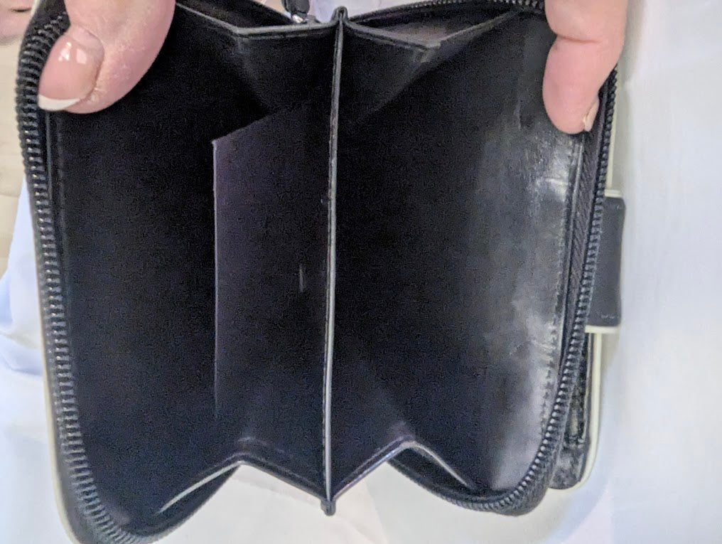 Prada Black with Cream Piping Wallet in Box