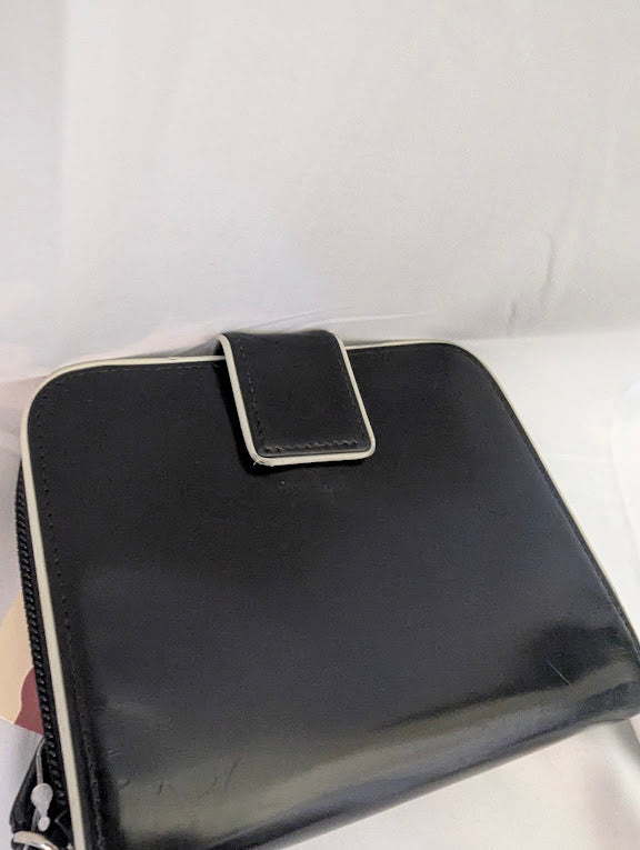 Prada Black with Cream Piping Wallet in Box