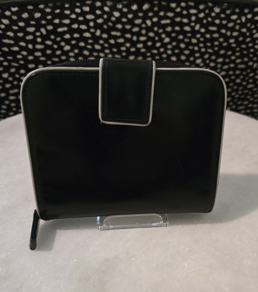 Prada Black with Cream Piping Wallet in Box