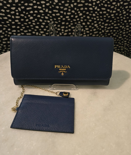 Prada Blue Saffiano Wallet