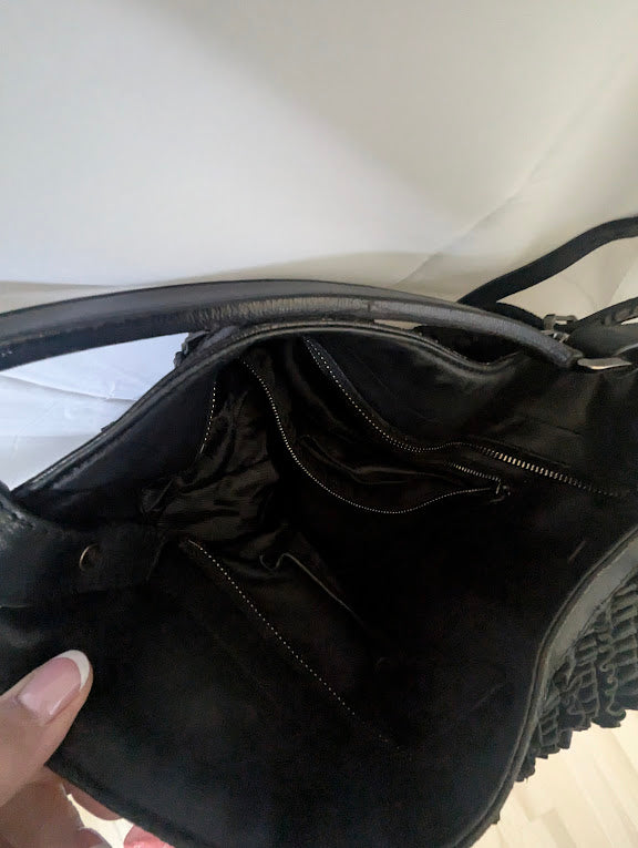 Burberry Black Ruched Ruffled Wescott Leather Two - Way Tote