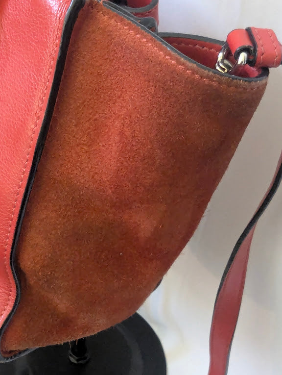 Prada Glace Calf and Suede Mini Red Handbag with Crossbody Strap