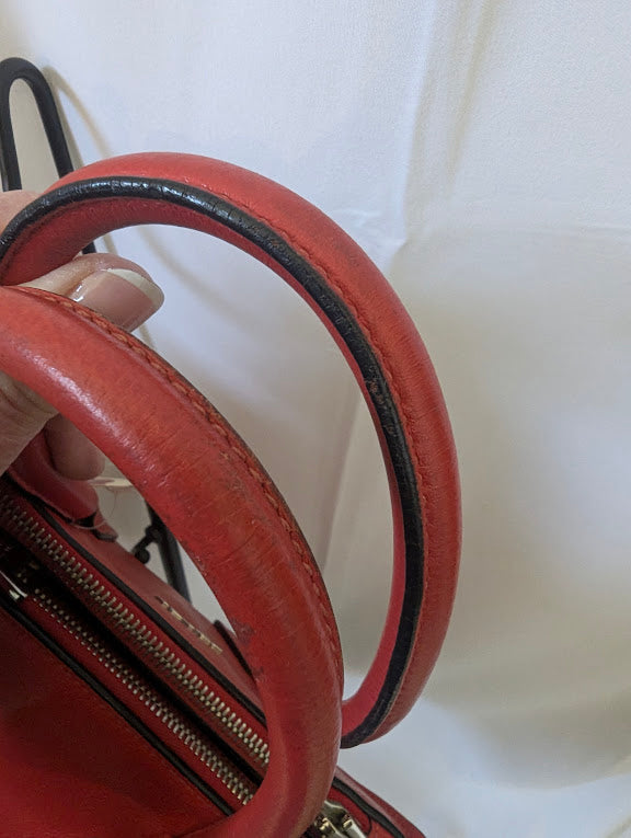 Prada Glace Calf and Suede Mini Red Handbag with Crossbody Strap