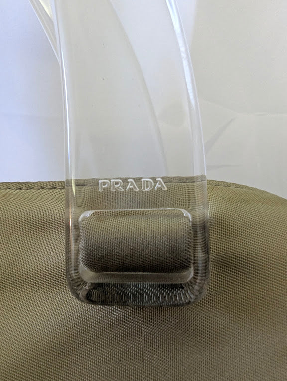 Prada Tan  Nylon Tote Acrylic Handle