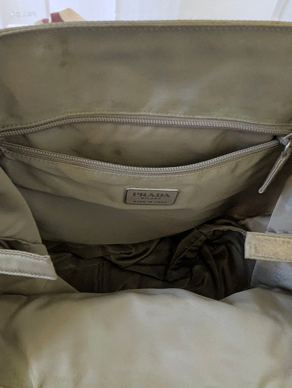 Prada Tan  Nylon Tote Acrylic Handle