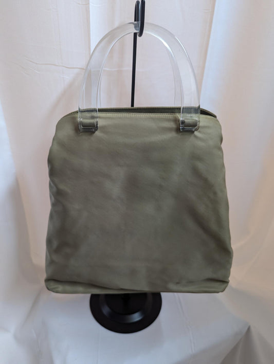 Prada Tan  Nylon Tote Acrylic Handle