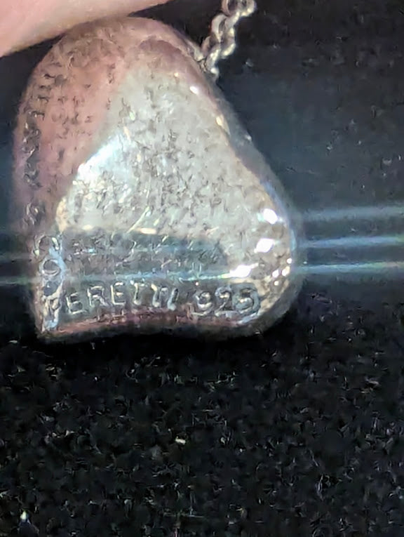 Tiffany Sterling Silver Heart/Bean Necklace