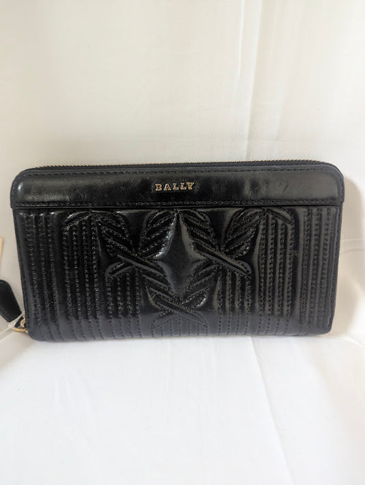 Bally Black Zippy Long Wallet