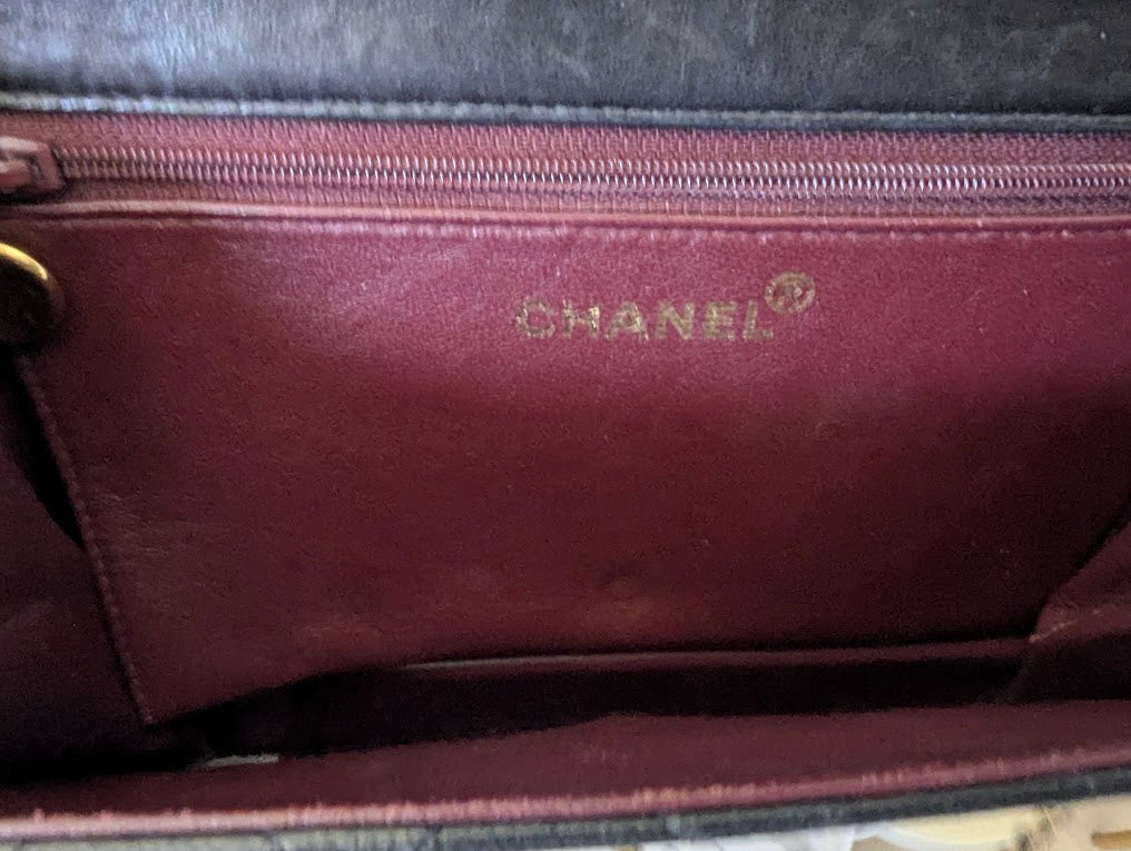 Chanel Vintage Small Classic Flap Black Shoulder Bag 24kt Gold Plated Series 4