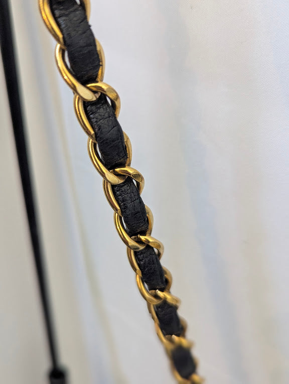 Chanel Vintage Small Classic Flap Black Shoulder Bag 24kt Gold Plated Series 4