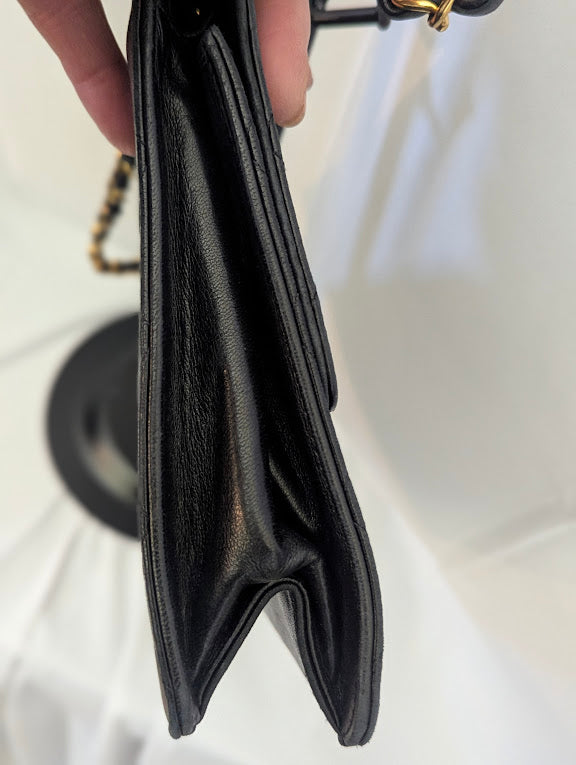 Chanel Vintage Small Classic Flap Black Shoulder Bag 24kt Gold Plated Series 4