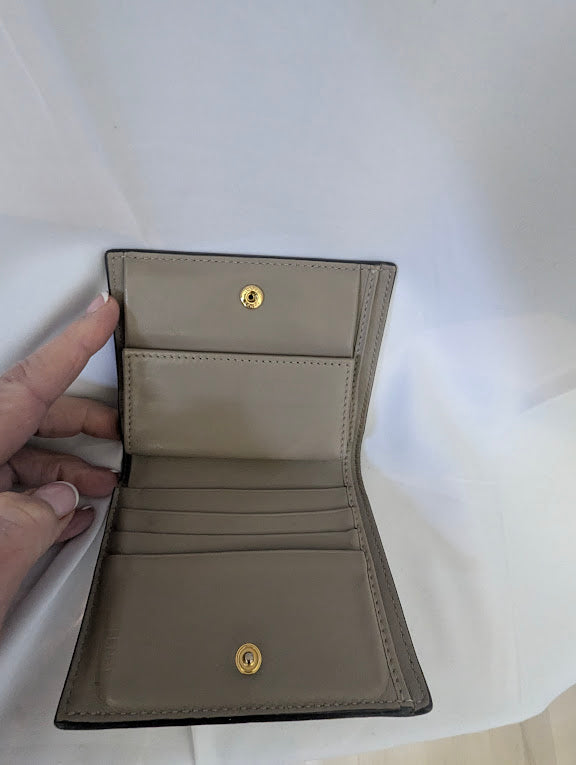 Fendi Neutral Leather F Bifold Wallet