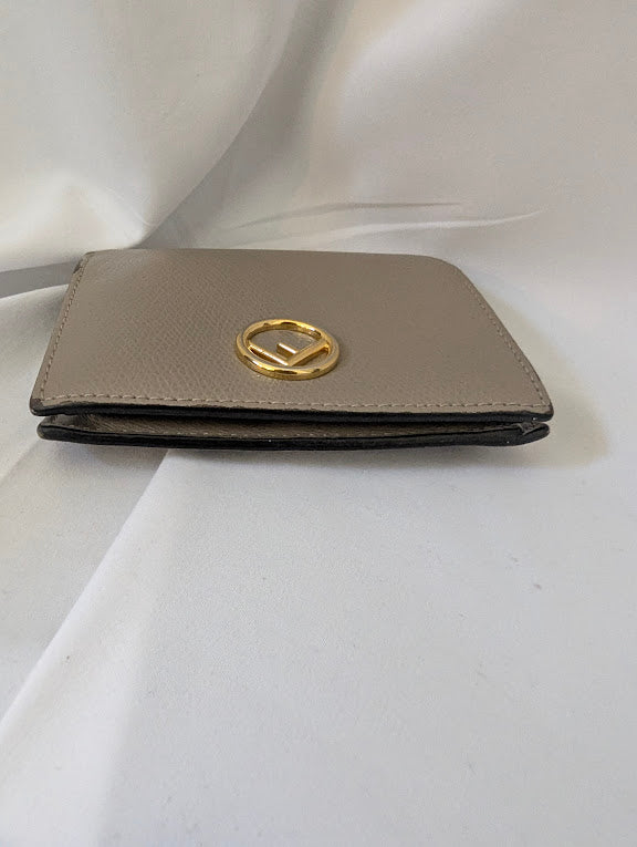 Fendi Neutral Leather F Bifold Wallet