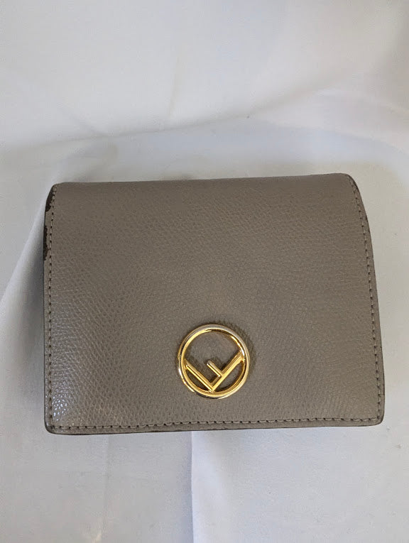 Fendi Neutral Leather F Bifold Wallet