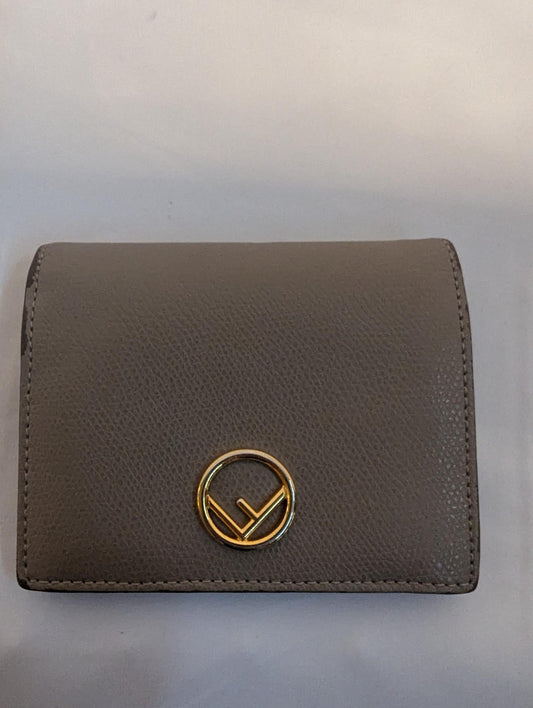 Fendi Neutral Leather F Bifold Wallet